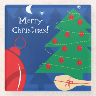 Weihnachtsbaum mit Tennisbällen und Schlägern Glasuntersetzer