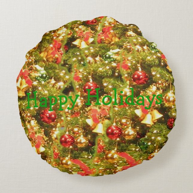 Weihnachtsbaum mit Text Rundes Kissen (Rückseite)