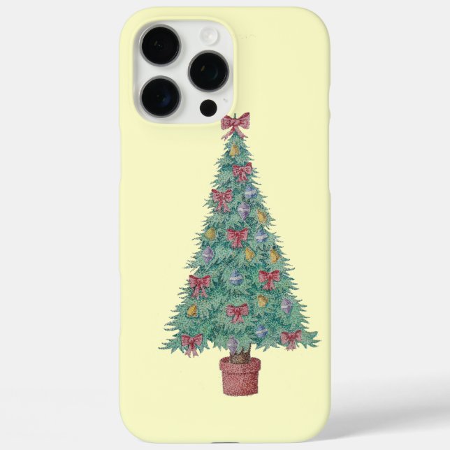 Weihnachtsbaum mit Verzierungen roten Bögen Glocke Case-Mate iPhone Hülle (Rückseite)