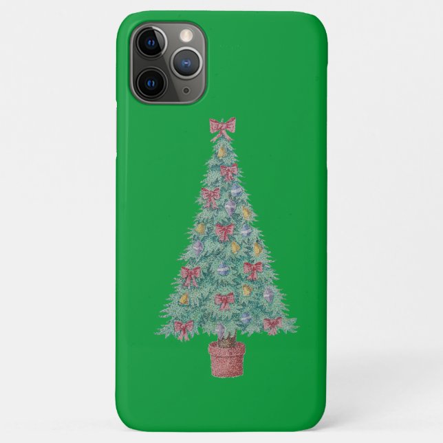 Weihnachtsbaum mit Verzierungen roten Bögen Glocke Case-Mate iPhone Hülle (Rückseite)