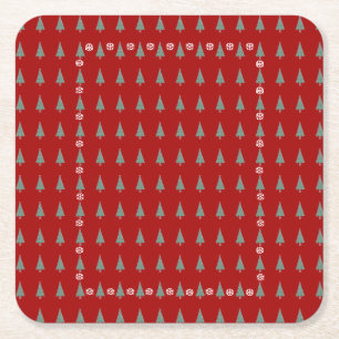 Weihnachtsbaum mit Verzierungen roten Bögen Glocke Rechteckiger Pappuntersetzer