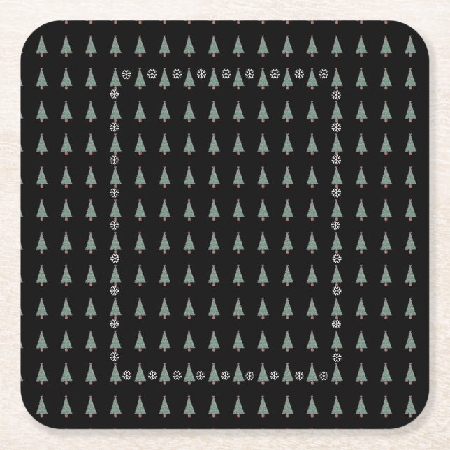 Weihnachtsbaum mit Verzierungen roten Bögen Glocke Rechteckiger Pappuntersetzer (Vorderseite)