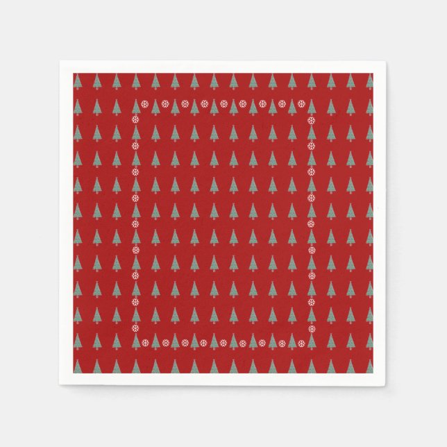 Weihnachtsbaum mit Verzierungen roten Bögen Glocke Serviette (Vorderseite)