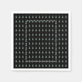 Weihnachtsbaum mit Verzierungen roten Bögen Glocke Serviette