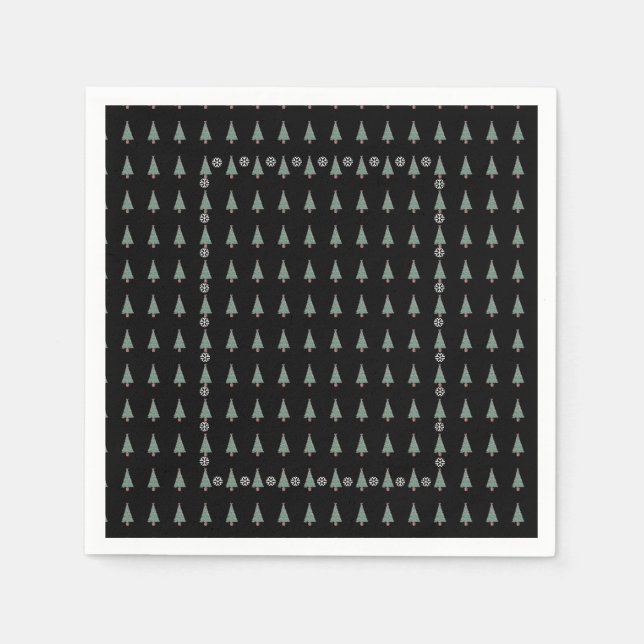 Weihnachtsbaum mit Verzierungen roten Bögen Glocke Serviette (Vorderseite)