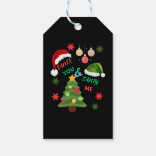 Weihnachtsbaum mit Weihnachtsmannmütze Geschenkanhänger