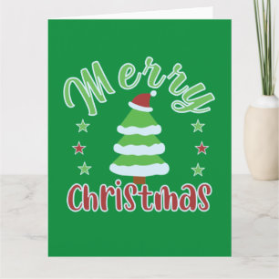 Weihnachtsbaum mit Weihnachtsmannmütze Karte