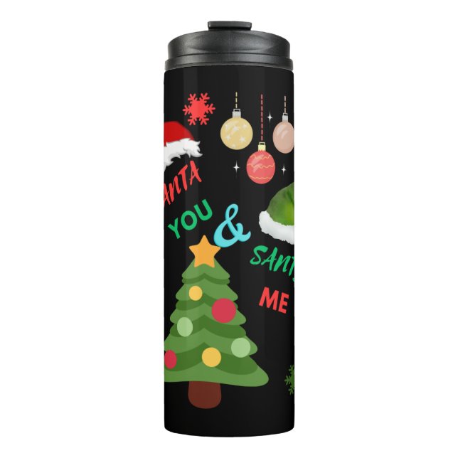 Weihnachtsbaum mit Weihnachtsmannmütze Thermosbecher (Vorderseite)