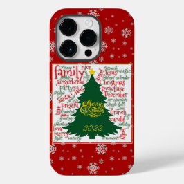 Weihnachtsbaum mit Weihnachtswörtern & Schneeflock Case-Mate iPhone 14 Pro Hülle