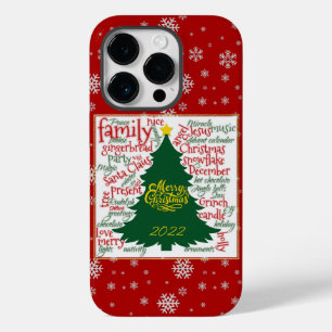 Weihnachtsbaum mit Weihnachtswörtern & Schneeflock Case-Mate iPhone 14 Pro Hülle