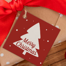 Weihnachtsbaum mit weißen Kiefern und Schneeflocke Geschenkanhänger