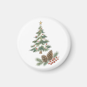 Weihnachtsbaum mit Zapfen und roten Beeren Wate Magnet