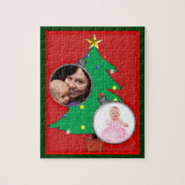 Weihnachtsbaum mit zwei Ornament-Fotorahmen Puzzle