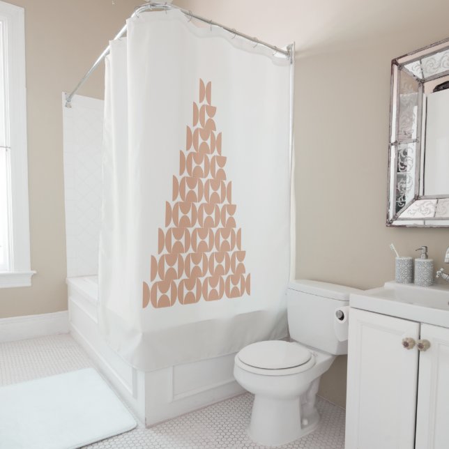 Weihnachtsbaum Mitte Jahrhundert Moderne Beige Dus Duschvorhang (Beispiel)