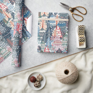 Weihnachtsbaum Moderner Winterurlaub Geschenkpapier