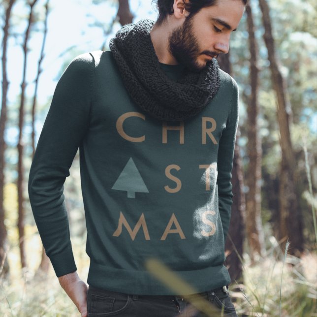 Weihnachtsbaum | Modernes Minimalistisches Gold un Sweatshirt (Stylish minimalist holiday sweatshirt created for cosy, chic, and contemporary Christmas looks)