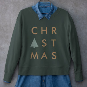 Weihnachtsbaum   Modernes Minimalistisches Gold un Sweatshirt