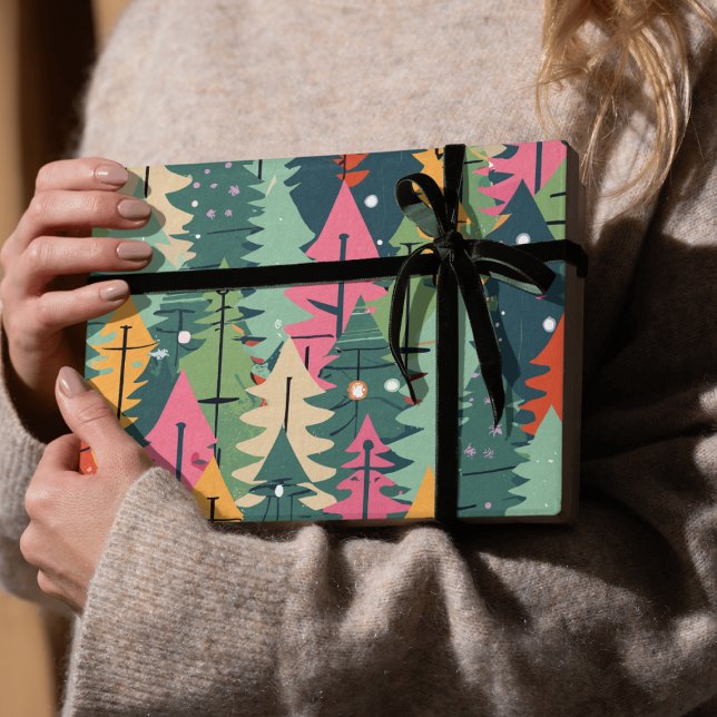 Weihnachtsbaum Modernes Musterpapier Geschenkpapier (Von Creator hochgeladen)