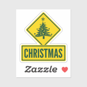 Weihnachtsbaum modernes Urlaubsstraßen-Warnschild Aufkleber