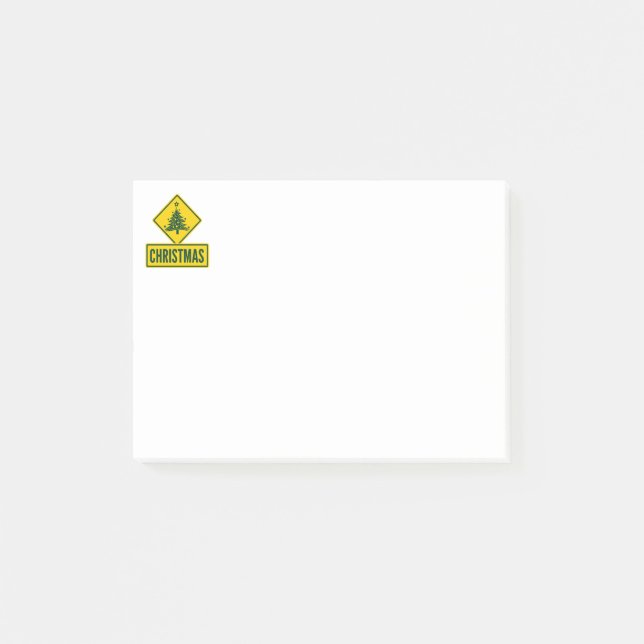 Weihnachtsbaum Modernes Weihnachtsstraßen-Warnschi Post-it Klebezettel (Vorderseite)