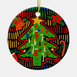 Weihnachtsbaum-Mola von der San Blas Insel Keramik Ornament