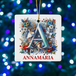 Weihnachtsbaum Monogram A mit Individuelle Name Keramikornament