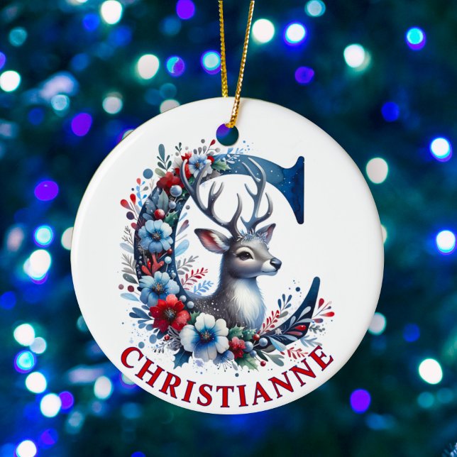 Weihnachtsbaum Monogram Letter C Individuelle Name Keramik Ornament (Von Creator hochgeladen)