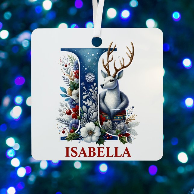 Weihnachtsbaum Monogram Letter I Individuelle Name Ornament Aus Metall (Von Creator hochgeladen)