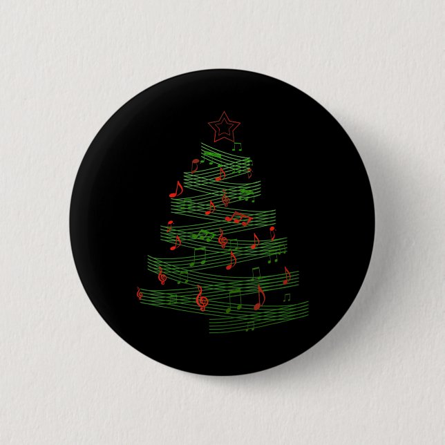 Weihnachtsbaum Musical Notes Song Xmas Musician Button (Vorderseite)