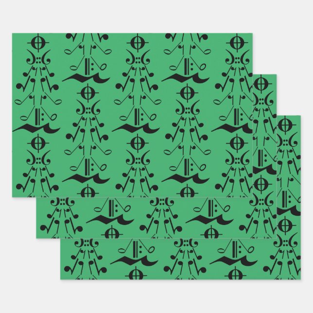 Weihnachtsbaum - Musiknote und Symbole Geschenkpapier Set (Set)