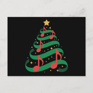 Weihnachtsbaum Musiknoten Stern Xmas Melodie Feiertagspostkarte