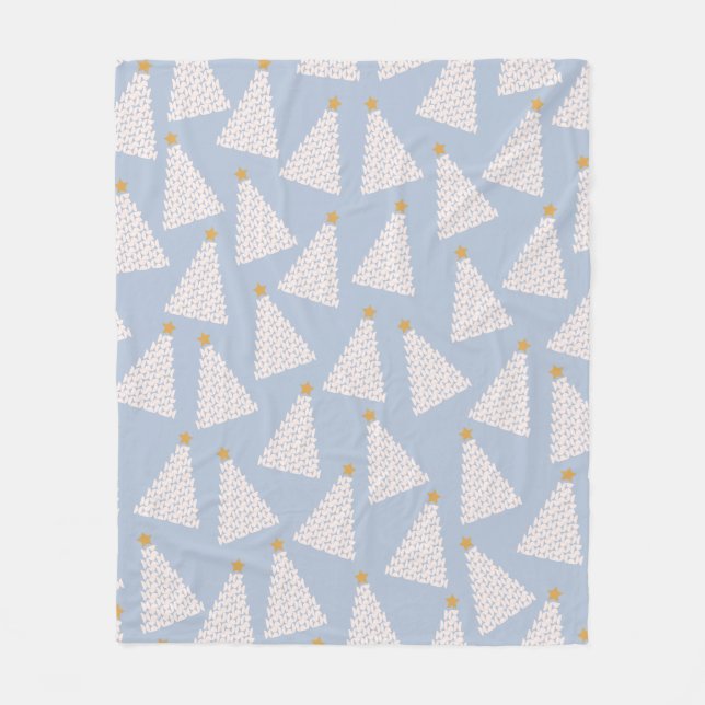 Weihnachtsbaum Muster Blau Fleecedecke (Vorderseite)
