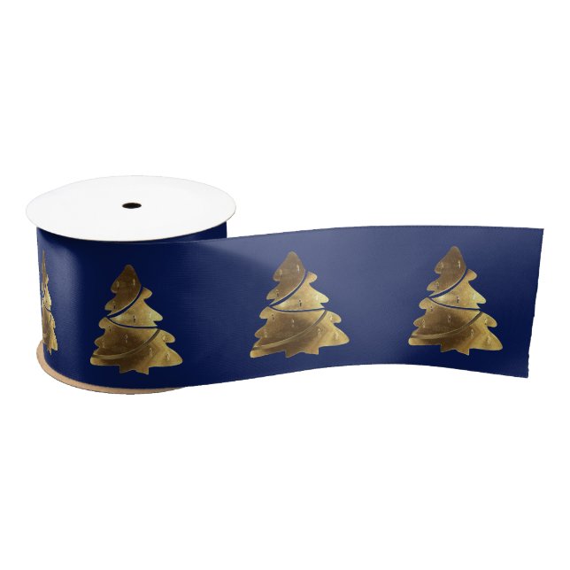 Weihnachtsbaum-Muster-elegantes Marine-Blau und Satinband (Spule)