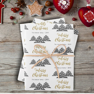 Weihnachtsbaum-Muster Festliche Schriftfamilie Geschenkpapier Set