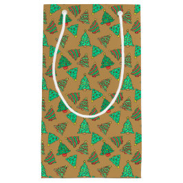 Weihnachtsbaum Muster Golden Bronze Kleine Geschenktüte