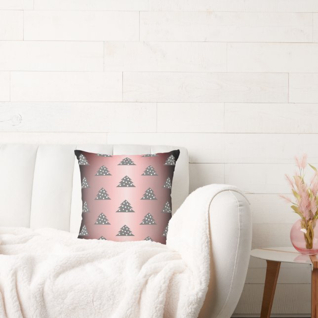 Weihnachtsbaum Muster Metallic Pink Urlaub Kissen (Liege)
