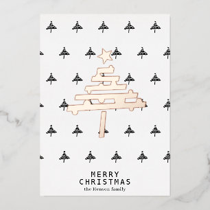 Weihnachtsbaum-Muster Minimalist Gold Rose Folien Feiertagskarte