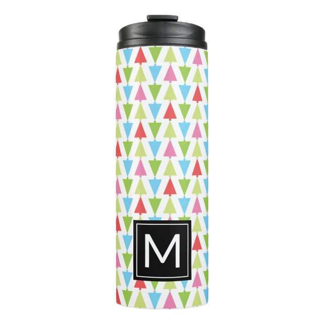 Weihnachtsbaum Muster Monogram Thermal Tumbler Thermosbecher (Vorderseite)