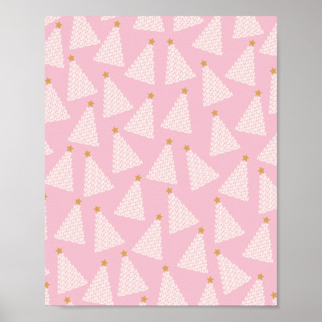 Weihnachtsbaum-Muster Pink Poster (Vorne)