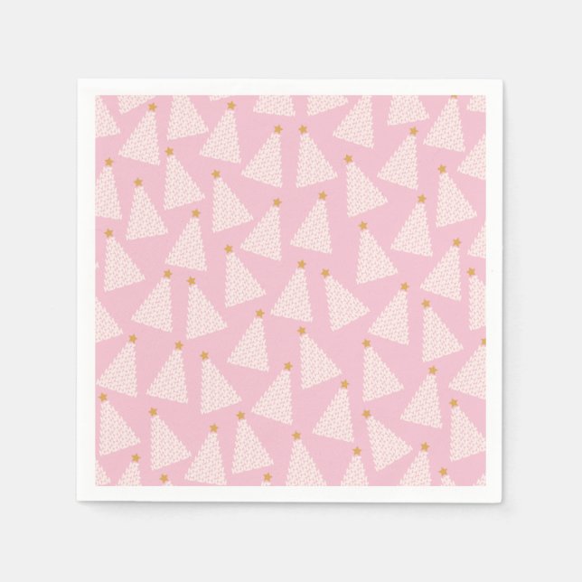 Weihnachtsbaum-Muster Pink Serviette (Vorderseite)