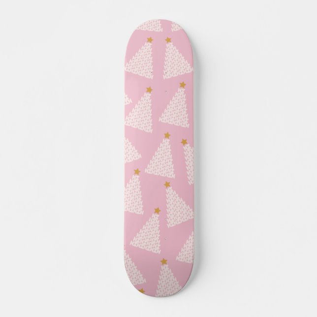 Weihnachtsbaum Muster rosa Skateboard (Vorne)