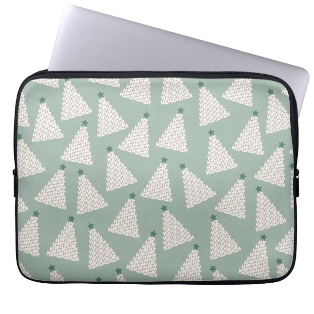 Weihnachtsbaum Muster Sage Green Laptopschutzhülle (Vorderseite)