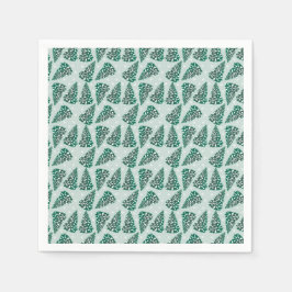 Weihnachtsbaum Muster Schneeflocken Grün Serviette