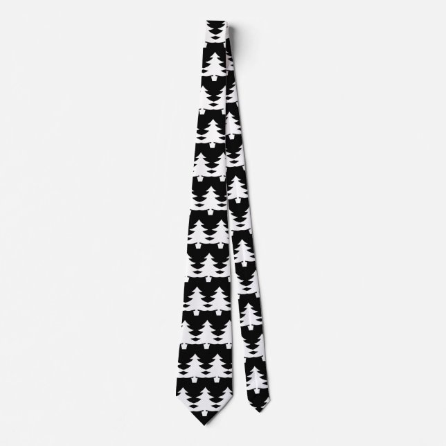 Weihnachtsbaum Muster Schwarz-weiß Neck Tie Krawatte (Vorderseite)