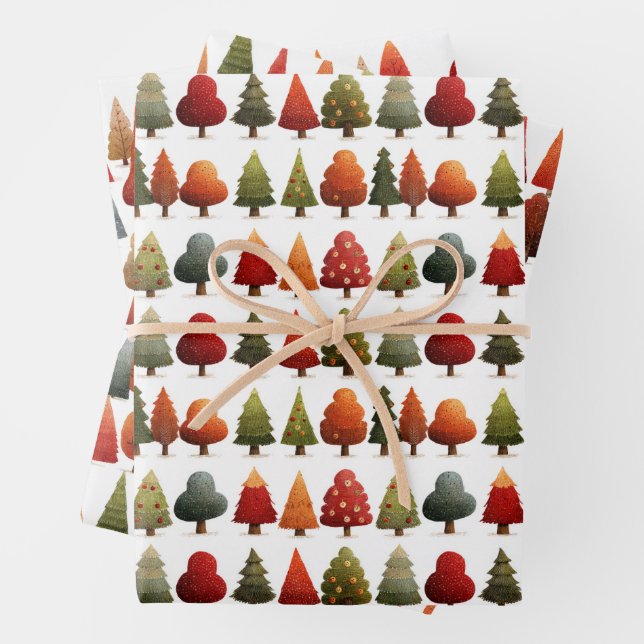 Weihnachtsbaum-Muster Weihnachtsfeiertage Weihnach Geschenkpapier Set (Beispiel)