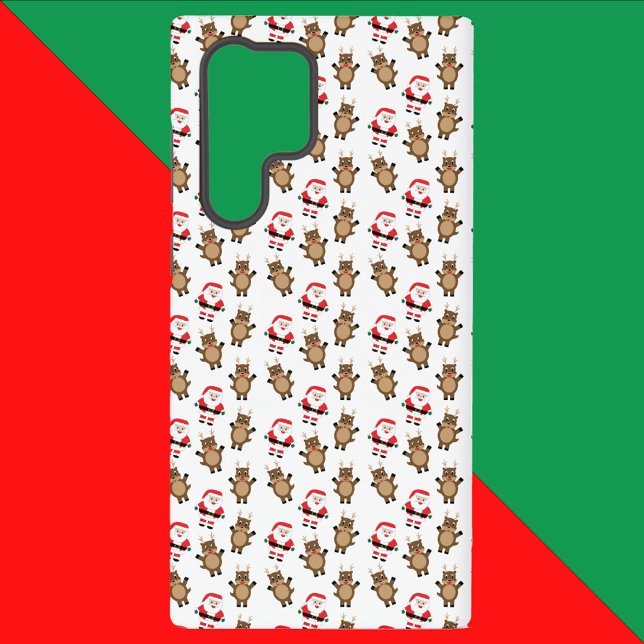 Weihnachtsbaum-Muster White Samsung Galaxy Hülle (A phone case with a pattern of santa and silly reindeer)