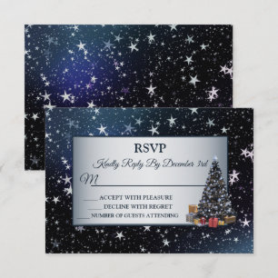 Weihnachtsbaum Navy Blue Shiny Stars Urlaub RSVP Karte