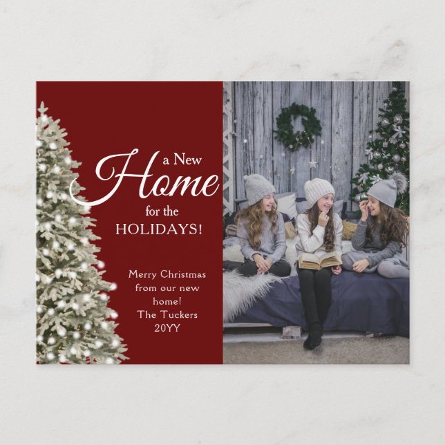 Weihnachtsbaum Neue Zuhause für Feiertage Foto Mov Postkarte (Vorderseite)
