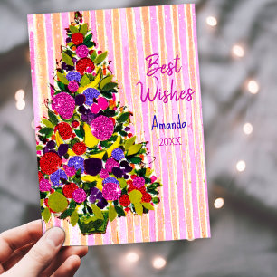 Weihnachtsbaum Neujahr Gruß Feiertagskarte