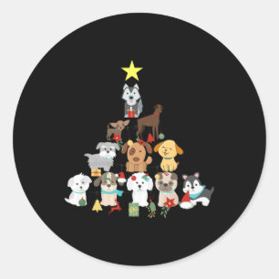 Weihnachtsbaum Niedlich Funny Puppy Hunde Weihnach Runder Aufkleber